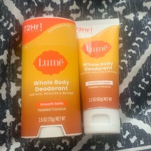 NWT LUME whole body deodorant 2.2&2.6oz invisible cream,Solid toasted coconut